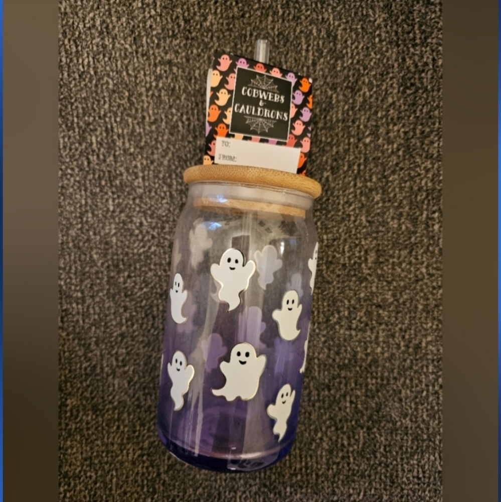 Cute Ghost Cup w/ Straw